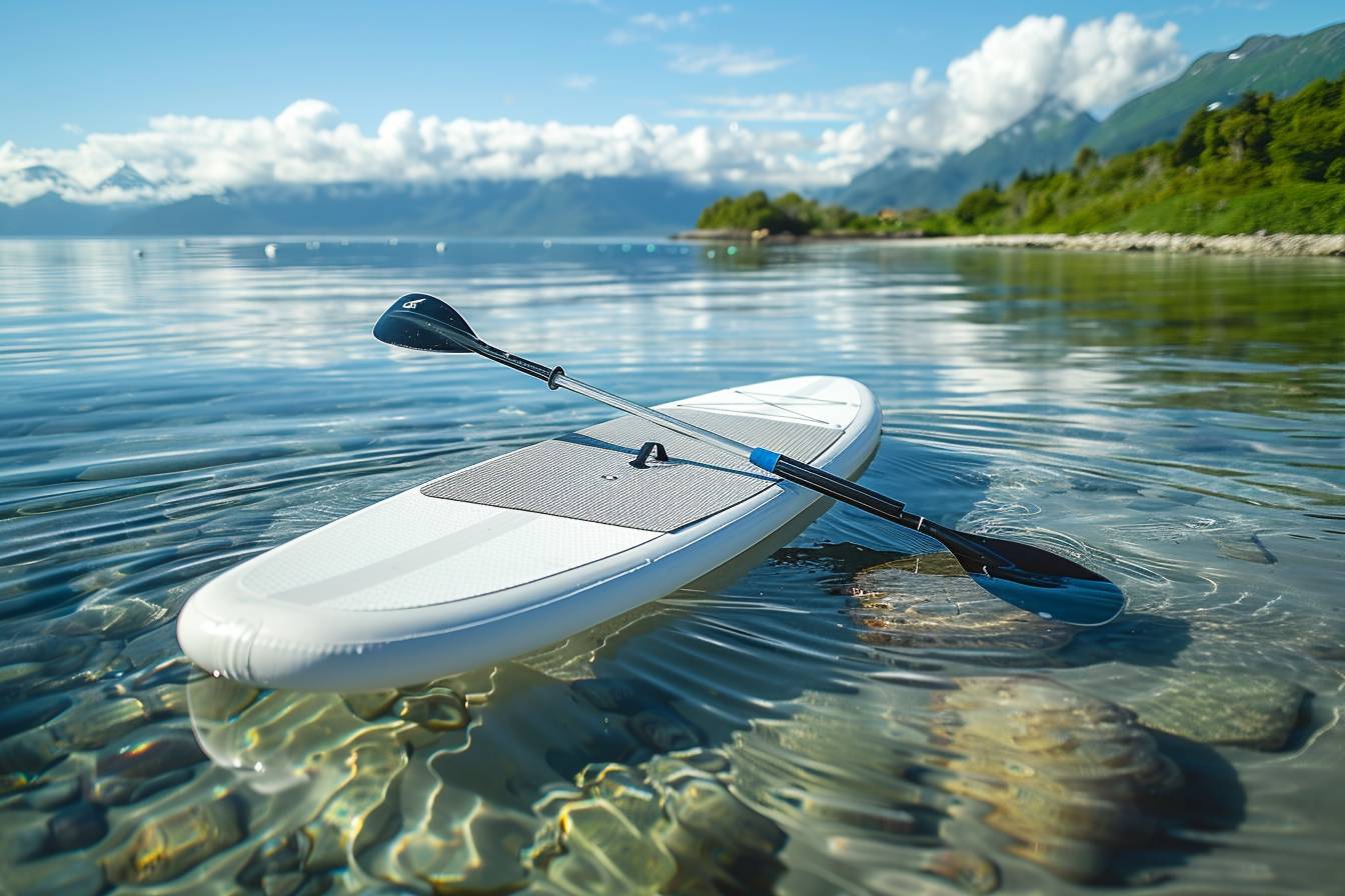 Groupe d'amis pagayant ensemble sur des paddles Sortie en paddle entre amis sur l'eau