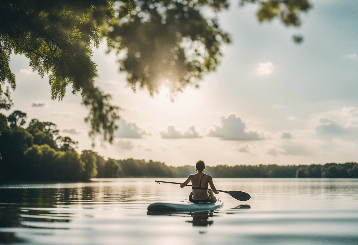 Planche de paddle et pagaie au bord de l'eau Équipement essentiel pour le paddle en extérieur